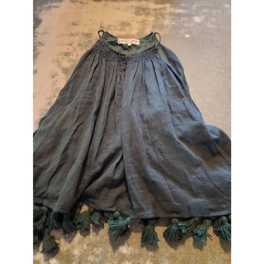 Apiece Apart green tassle bottom sleeveless blouse sz 2